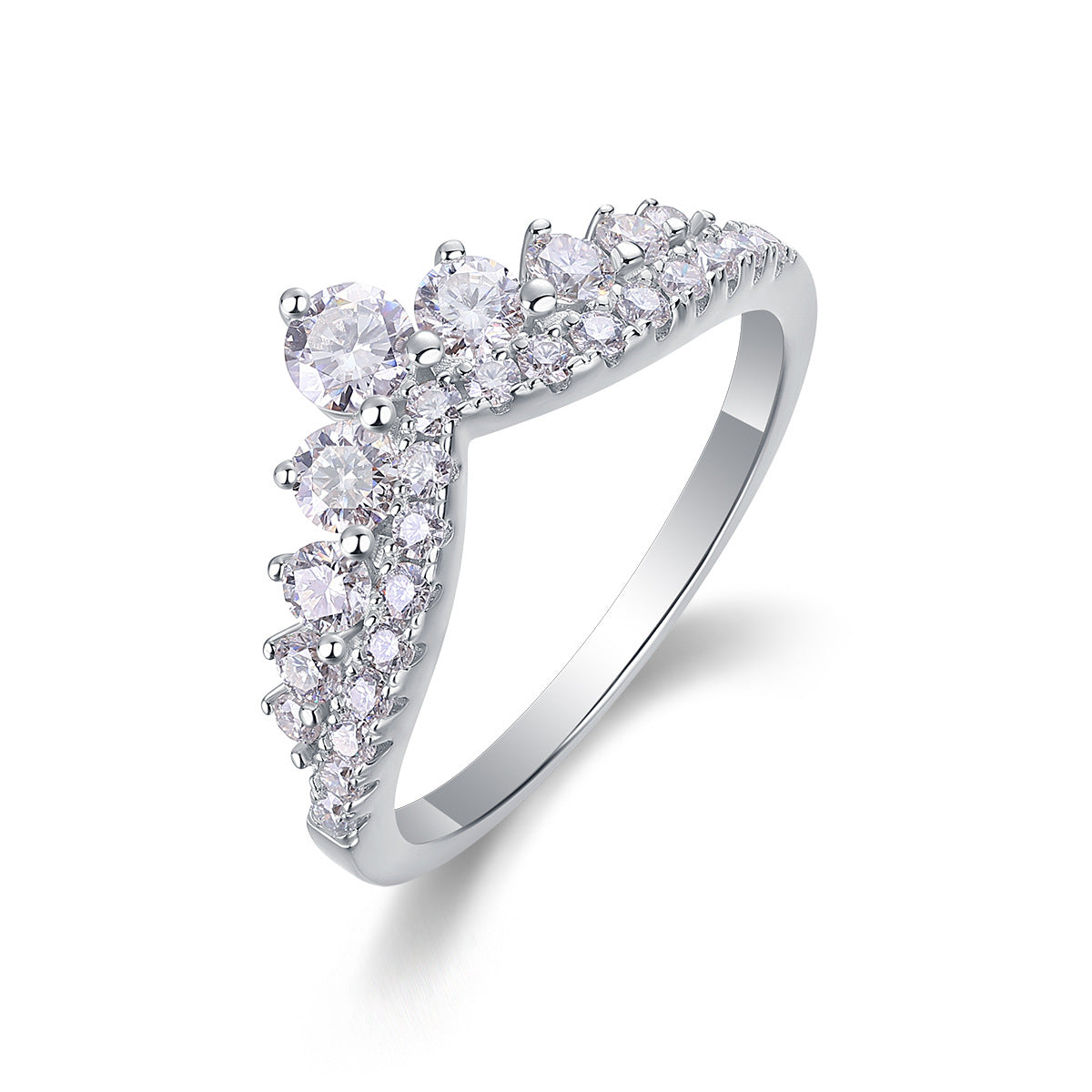 Chevron Paved Eternity Missanite Diamond Wedding band