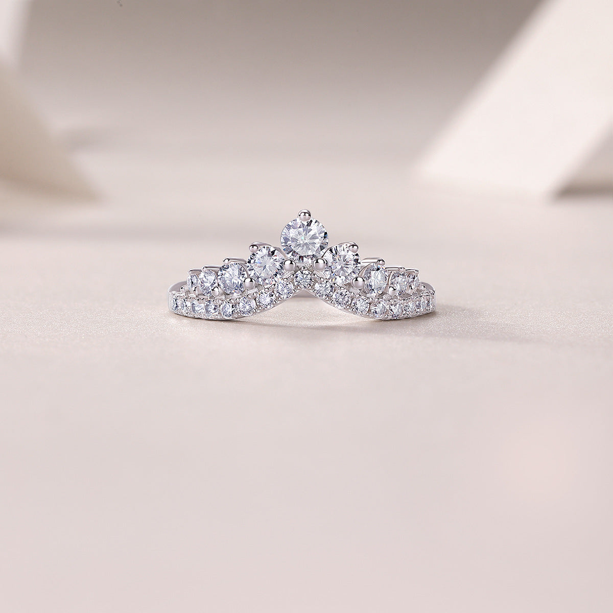 Chevron Paved Eternity Missanite Diamond Wedding band