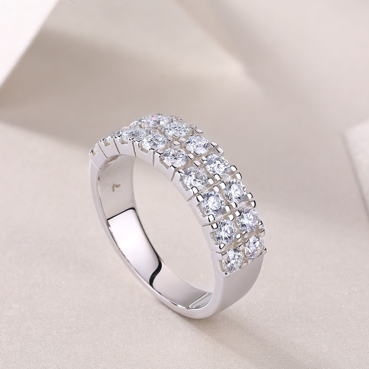 Celestial Loop Diamond Wedding Band, 18 Pavé Moissanite Diamond Eternity Rings For Women