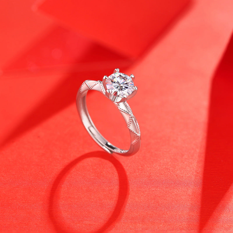 Eternity Branch 1 Carat Moissanite Diamond Ring, 1 Ct-3 Ct Round Cut Solitaire Diamond Vintage Setting Promise Ring