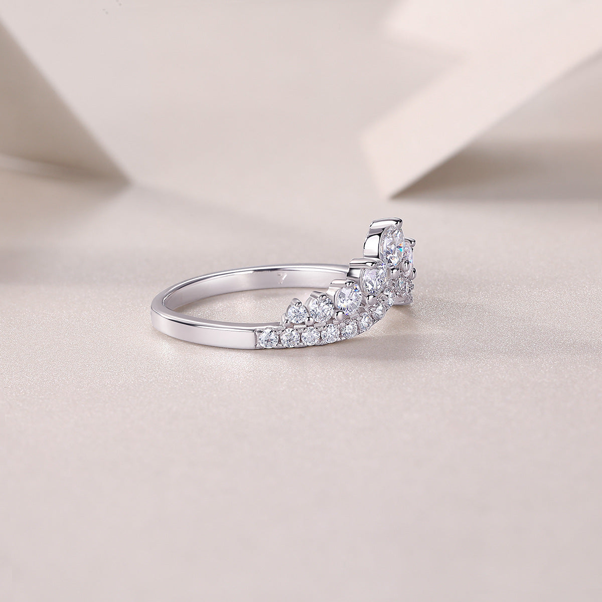 Chevron Paved Eternity Missanite Diamond Wedding band