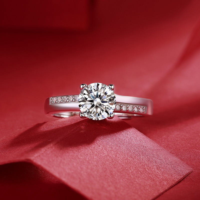 Aurora Solitaire Diamond Ring, 1 Ct Round Cut Moissanite Engagement Ring For Women
