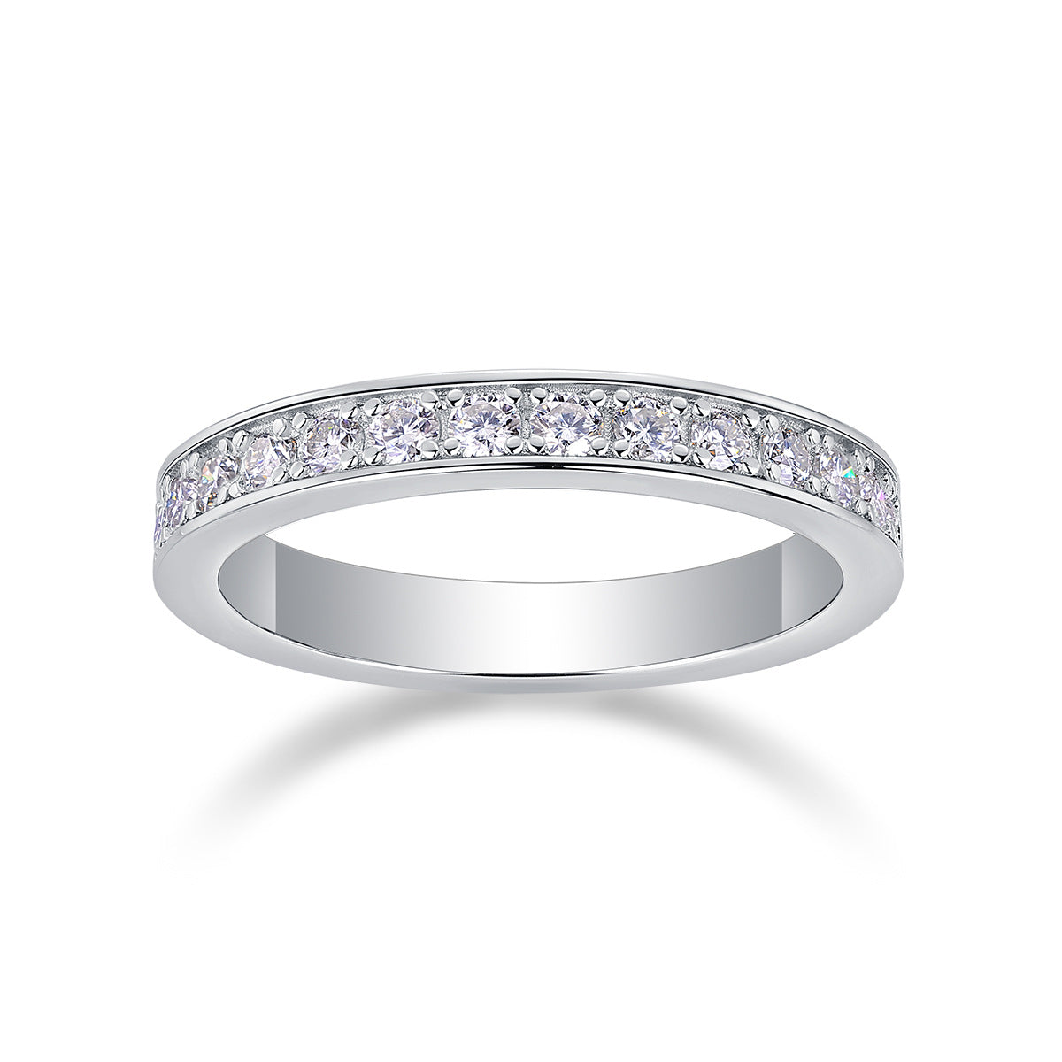 Eternal Unity Moissanite Diamond Wedding Band, Moissanite Color D VVS1 Channel Set Wedding Ring