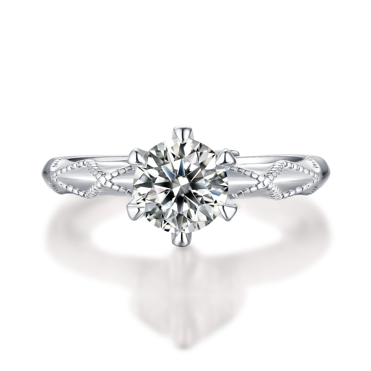 Eternity Branch 1 Carat Moissanite Diamond Ring, 1 Ct-3 Ct Round Cut Solitaire Diamond Vintage Setting Promise Ring