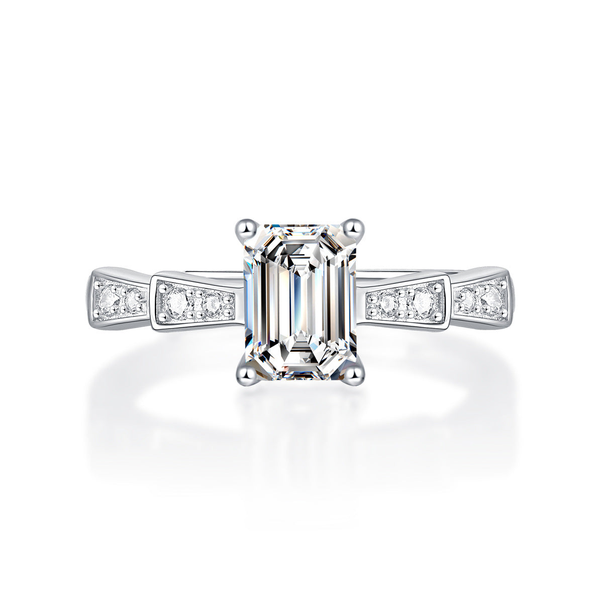 Eternity Bow 1 Carat Emerald Cut Promise Ring, Women's 1 Ct Moissanite Affordable Diamond Engagement Ring