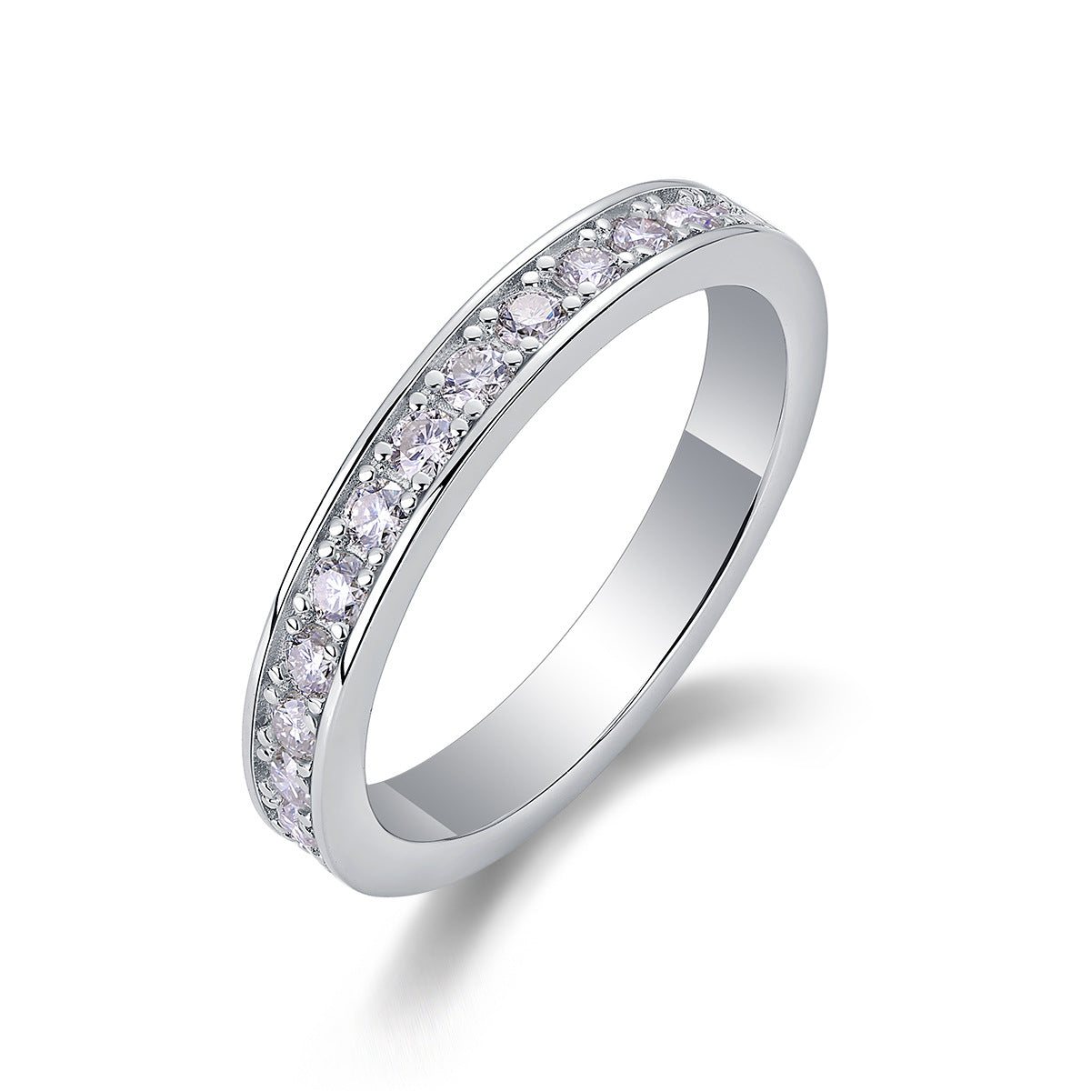Eternal Unity Moissanite Diamond Wedding Band, Moissanite Color D VVS1 Channel Set Wedding Ring