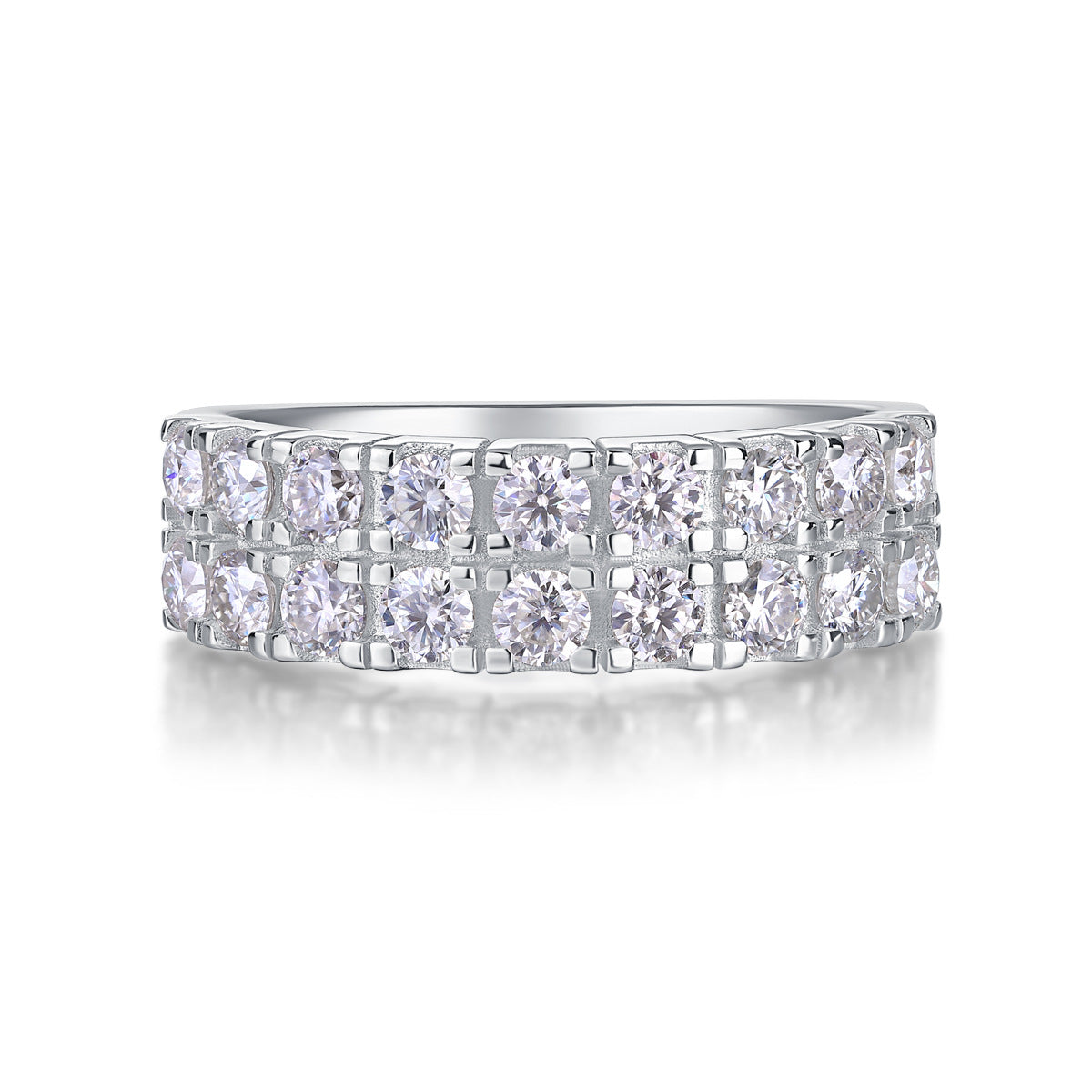 Celestial Loop Diamond Wedding Band, 18 Pavé Moissanite Diamond Eternity Rings For Women
