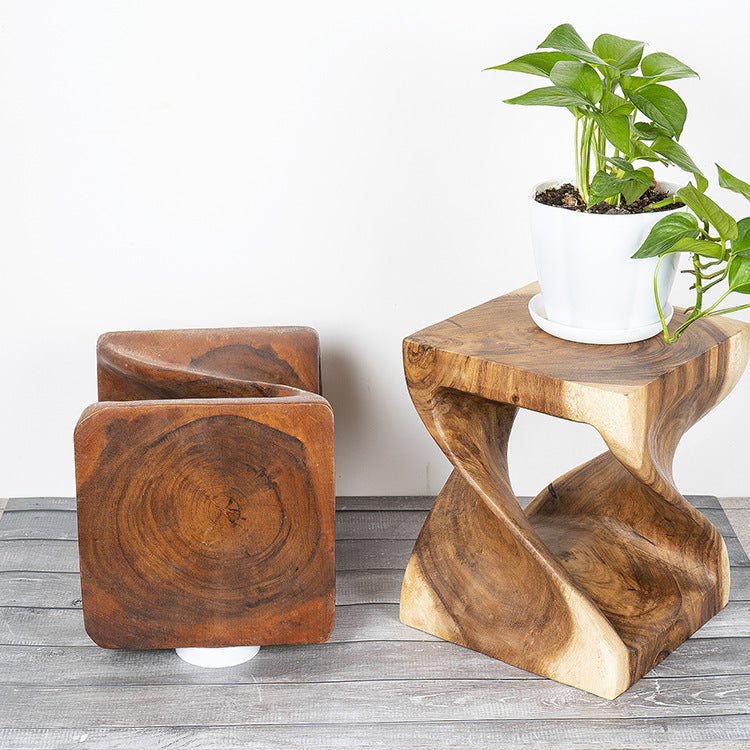 Small Square Wooden Stool