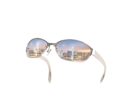 Best Rimless  Wrap Sunglasses For Small Face, Clear Mirror Wrap Around For Women, Clear Frame