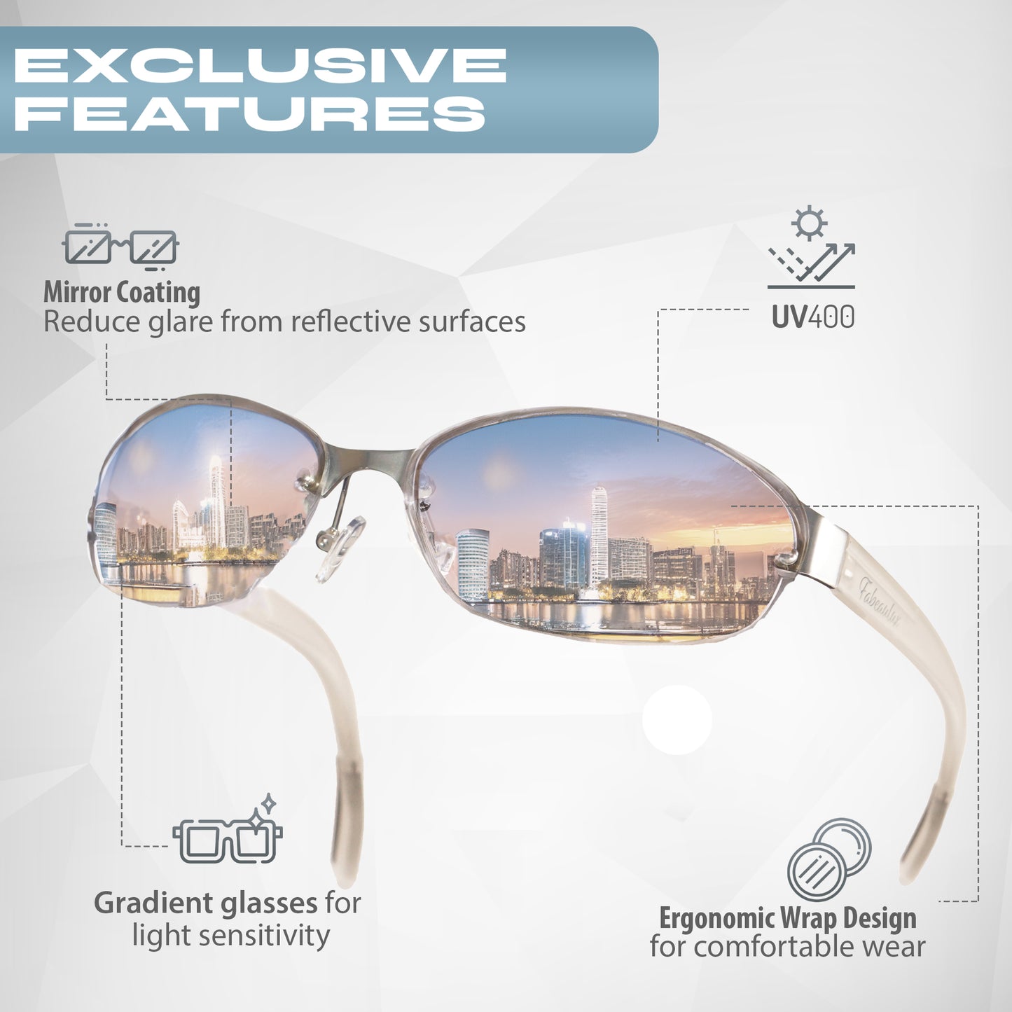 Best Rimless  Wrap Sunglasses For Small Face, Clear Mirror Wrap Around For Women, Clear Frame