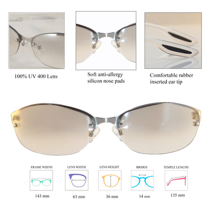 Best Rimless  Wrap Sunglasses For Small Face, Clear Mirror Wrap Around For Women, Clear Frame