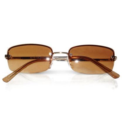 Retro Rimless Rectangle Color Sunglasses- Small