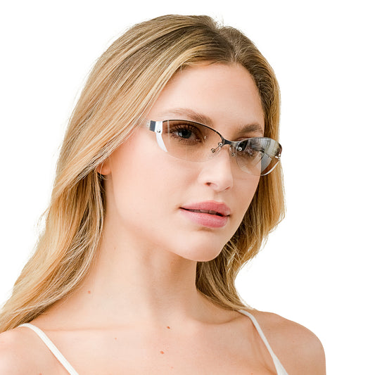 Best Rimless  Wrap Sunglasses For Small Face, Clear Mirror Wrap Around For Women, Clear Frame