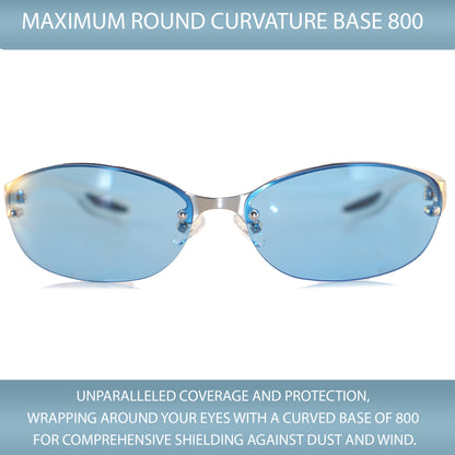 Best Rimless  Wrap Sunglasses For Small Face, Azure Blue Color Wrap Around For Women, Clear Frame