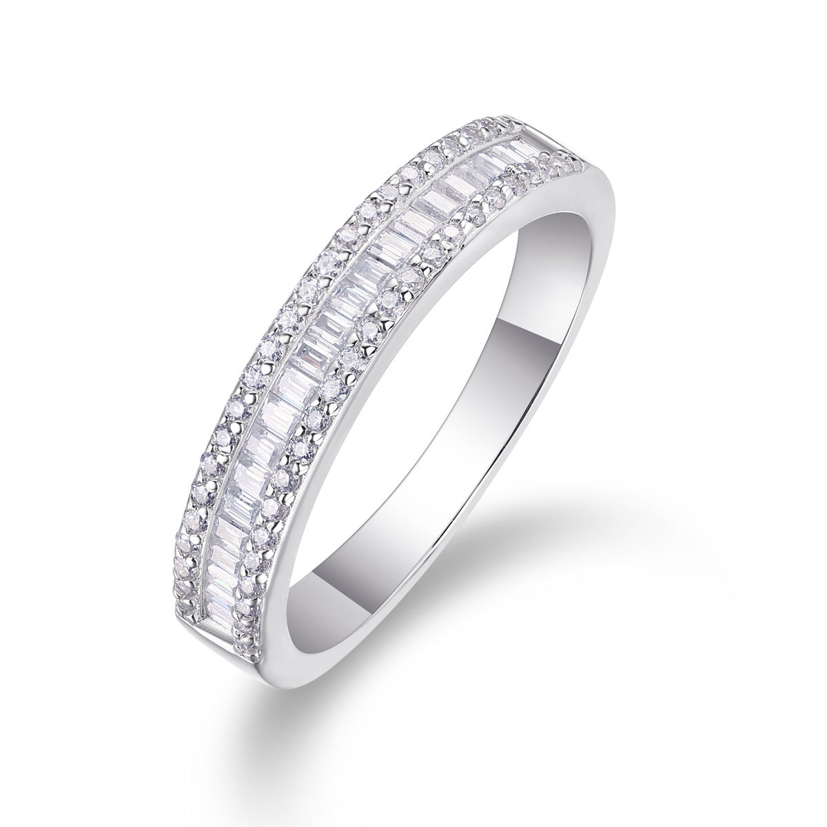 Emerald Cut Paved Eternity Moissanite Diamond Wedding Band,  Diamond Row Pavé Setting Ring, Eternity Wedding Band 4.4 mm Width