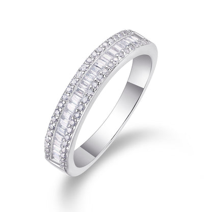 Emerald Cut Paved Eternity Moissanite Diamond Wedding Band,  Diamond Row Pavé Setting Ring, Eternity Wedding Band 4.4 mm Width