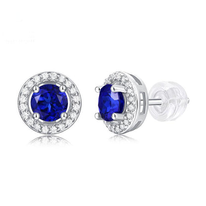 Enchantment Radiant Sapphire Daisy Stud Earrings