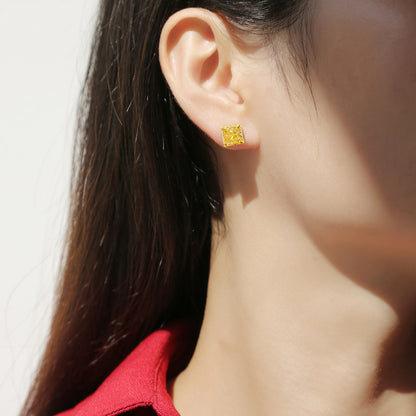 Sparkling Simplicity Yellow Diamond Stud Earrings