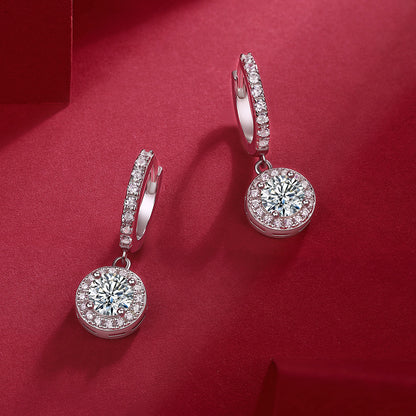 Graceful Elegance Tennis Halo Drop Earrings