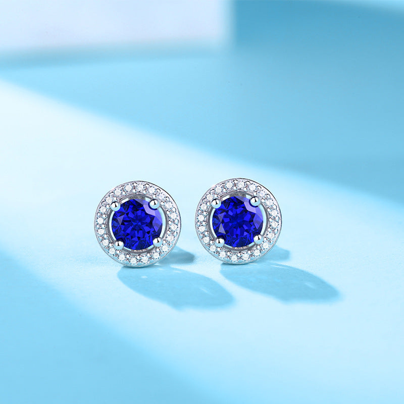 Enchantment Radiant Sapphire Daisy Stud Earrings