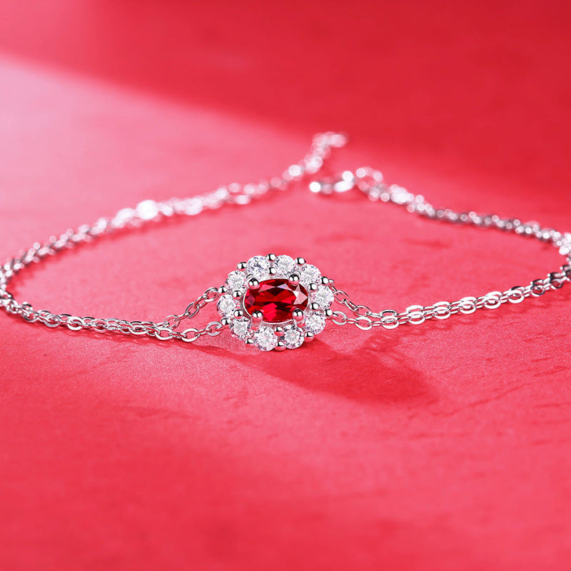 Crimson Daisy Diamond Bracelet