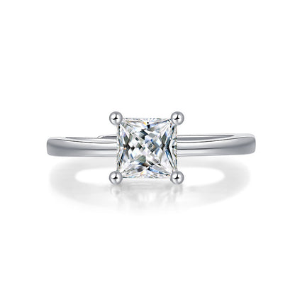 1 Carat Princess Cut Solitaire Moissanite Diamond Ring, 1 Carat Affordable Moissanite Engagement Ring