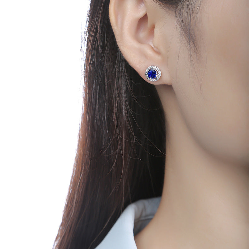 Enchantment Radiant Sapphire Daisy Stud Earrings