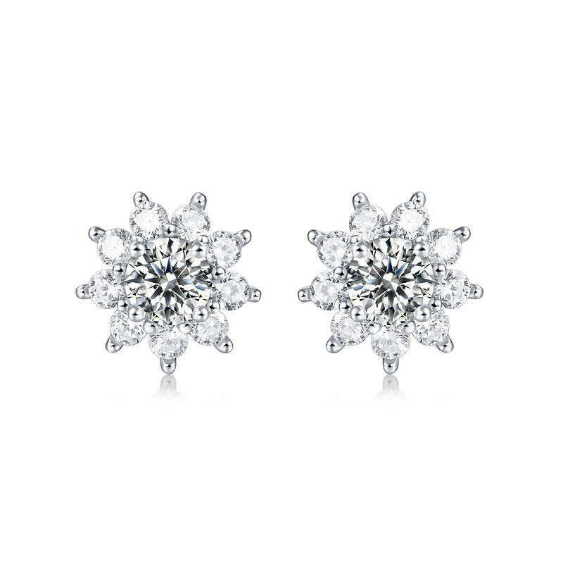 Snowflake Bloom Diamond Stud Earrings