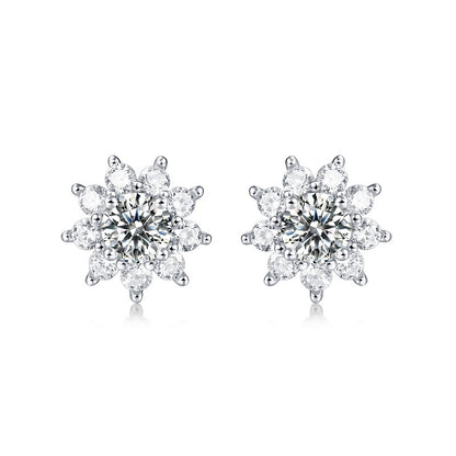 Snowflake Bloom Diamond Stud Earrings