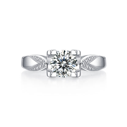 Floating 1 Carat Round Solitaire Engagement Ring, Tension Setting Moissanite Diamond Infinity Ring