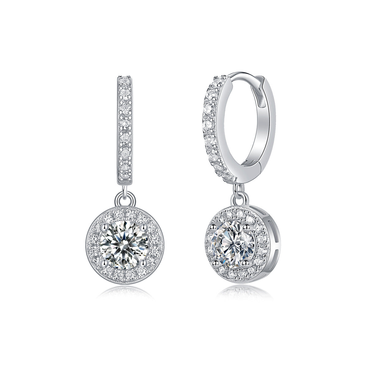 Graceful Elegance Tennis Halo Drop Earrings