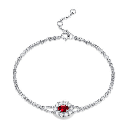 Crimson Daisy Diamond Bracelet