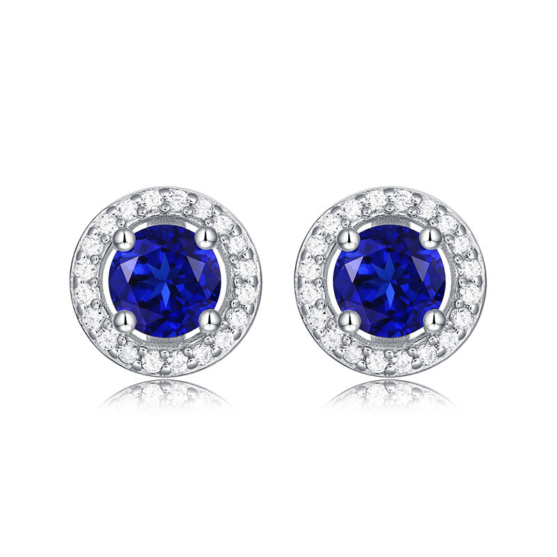 Enchantment Radiant Sapphire Daisy Stud Earrings