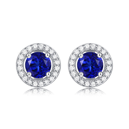 Enchantment Radiant Sapphire Daisy Stud Earrings