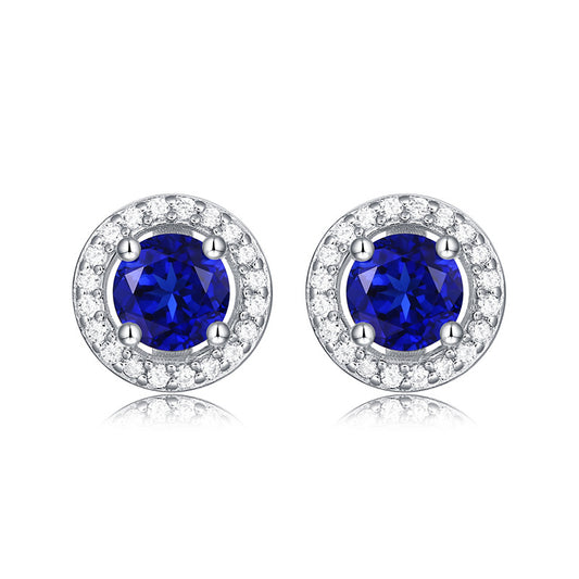 Enchantment Radiant Sapphire Daisy Stud Earrings