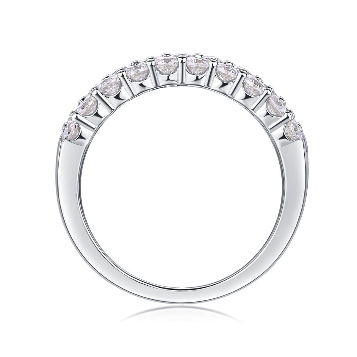 3 Row Paved Eternity Moissanite Diamond Wedding Band,  Triple Diamond Row Pavé Setting Eternity Anniversary Band