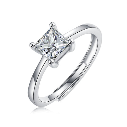 1 Carat Princess Cut Solitaire Moissanite Diamond Ring, 1 Carat Affordable Moissanite Engagement Ring