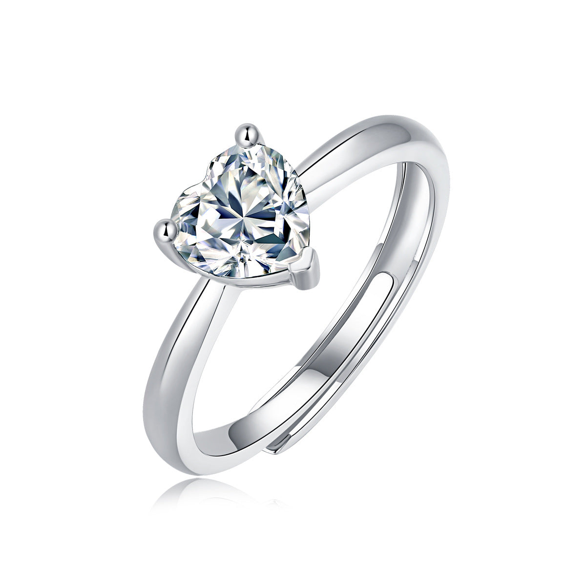 Amour Solitaire Diamond Ring, 1 Ct Heart Cut Moissanite, Women Engagement Ring, Valentine's Day Ring Gift