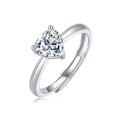 Amour Solitaire Diamond Ring, 1 Ct Heart Cut Moissanite, Women Engagement Ring, Valentine's Day Ring Gift