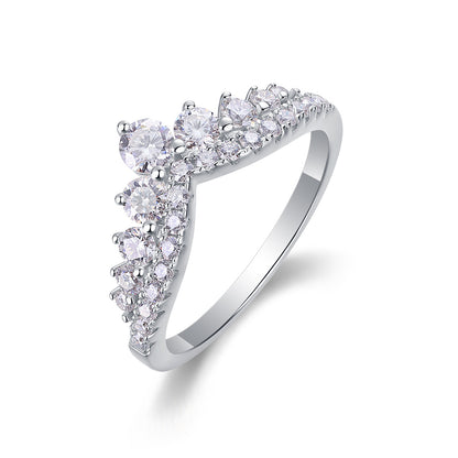 Chevron Paved Eternity Missanite Diamond Wedding band