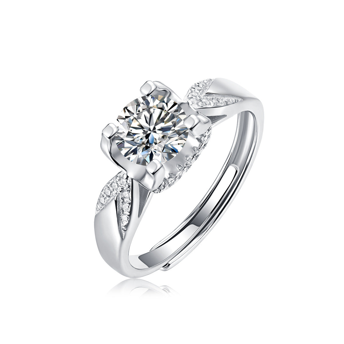 Floating 1 Carat Round Solitaire Engagement Ring, Tension Setting Moissanite Diamond Infinity Ring