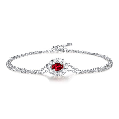 Crimson Daisy Diamond Bracelet