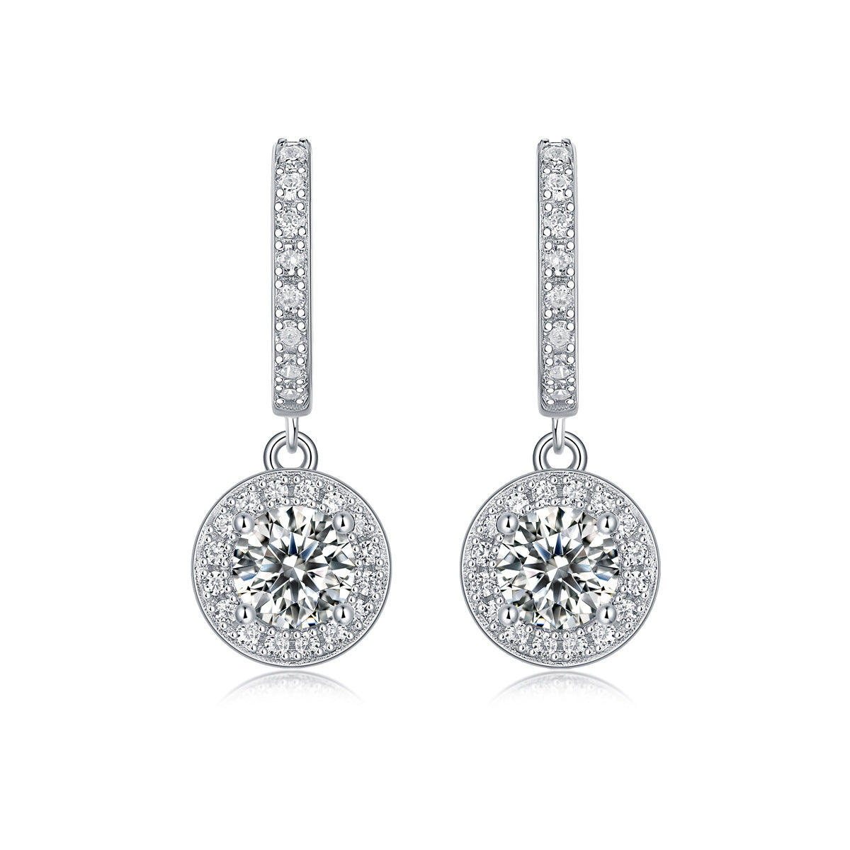 Opulent Halo Tennis Drop Earrings