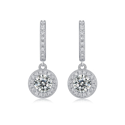 Graceful Elegance Tennis Halo Drop Earrings